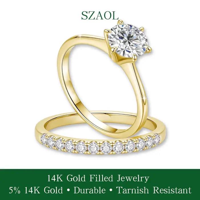 Bagues de fiançailles et de mariage solitaires en or 14 carats