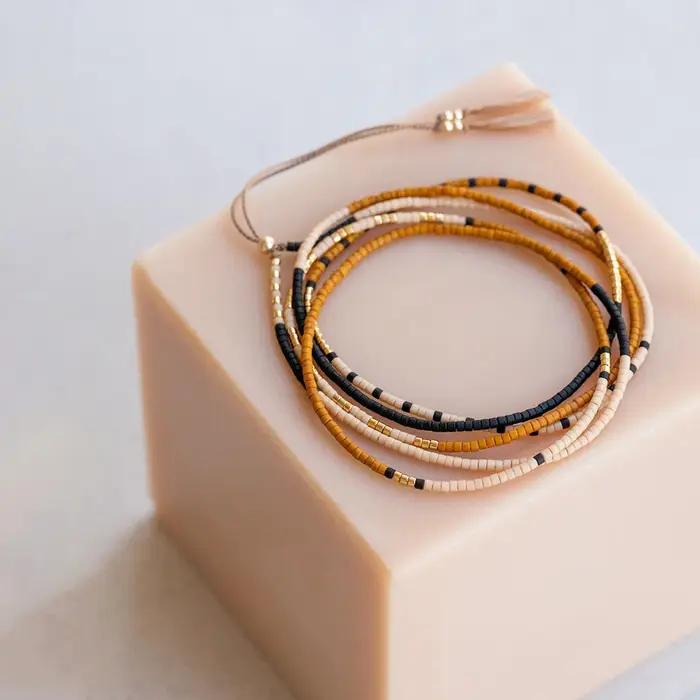 KKBEAD Miyuki Bracelet pour femme réglable empilable Boho collier bijoux multicouche été plage