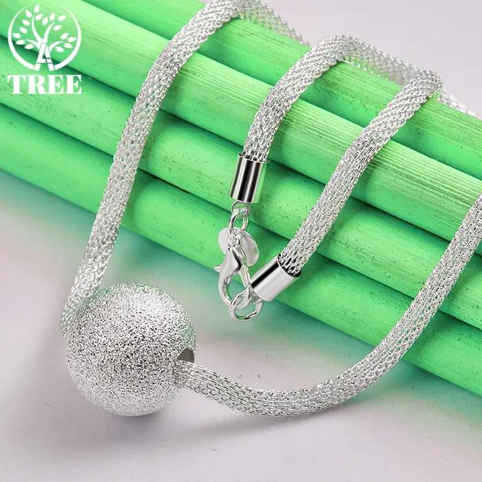 Collier avec pendentif en forme de boule ronde en or 18 carats pour femmes et hommes
