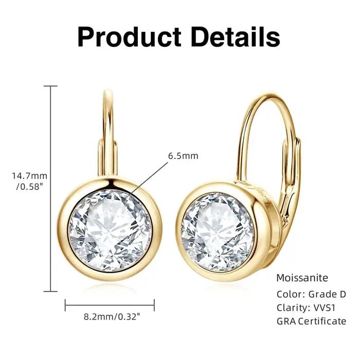 Lnngy Brinco – boucles d'oreilles en argent Sterling 925 pour femmes, certifiées 6.5MM/8MM, boucles