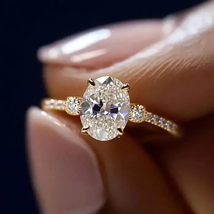 Huitan – bague de fiançailles noble avec zircone cubique ovale