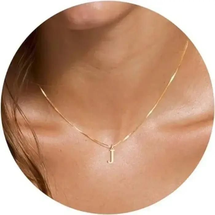 Collier initial A-Z plaqué or 18 carats avec chaîne de maillons en acier inoxydable pour femmes occasions spéciales style mode personnalisé