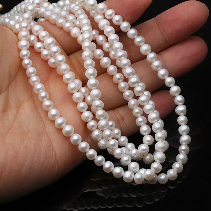 Collier de perles d'eau douce naturelles blanches véritables pour femme