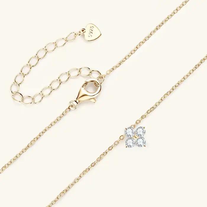 Collier pendentif trèfle à quatre feuilles en argent sterling 925, coupe poire, moissanite D VVS1, bijoux fins de luxe pour femmes