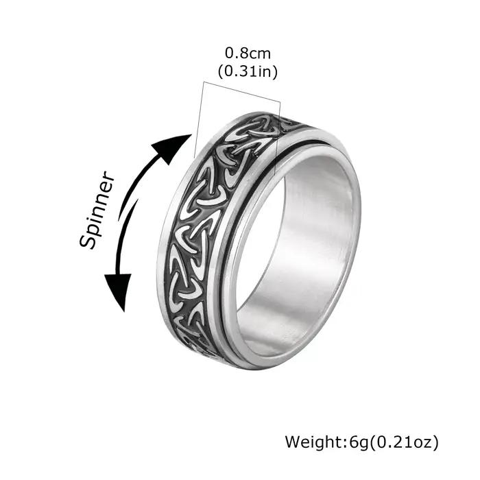 Bague rune à nœud celtique vintage pour hommes, bague rotative en acier inoxydable, bijou punk moderne et robuste pour occasions quotidiennes et spéciales