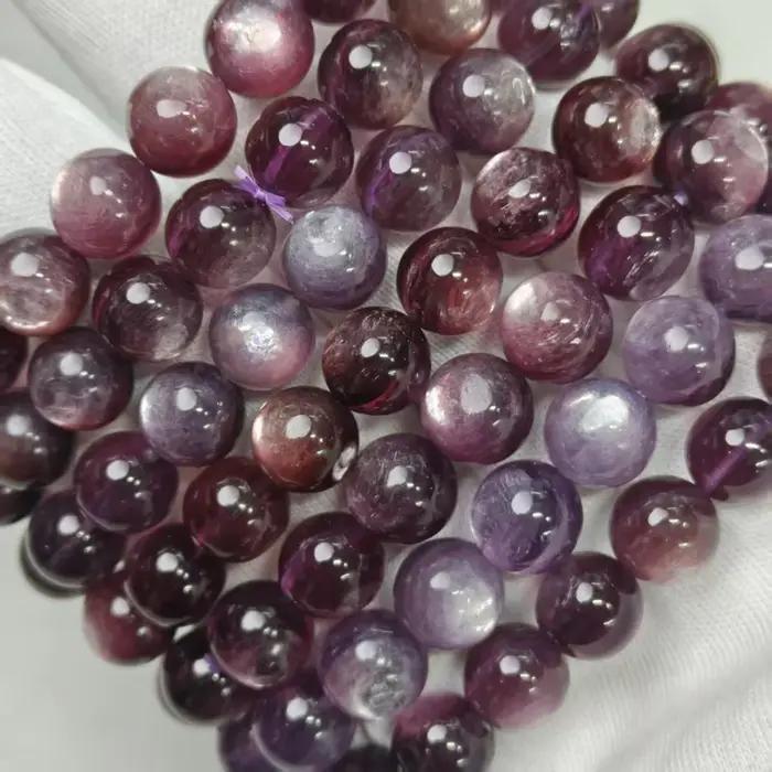Bracelet en pierre de Lepidolite violette naturelle
