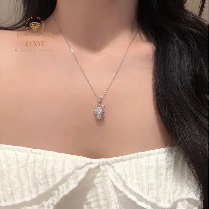 Collier pendentif souris de dessin animé en moissanite