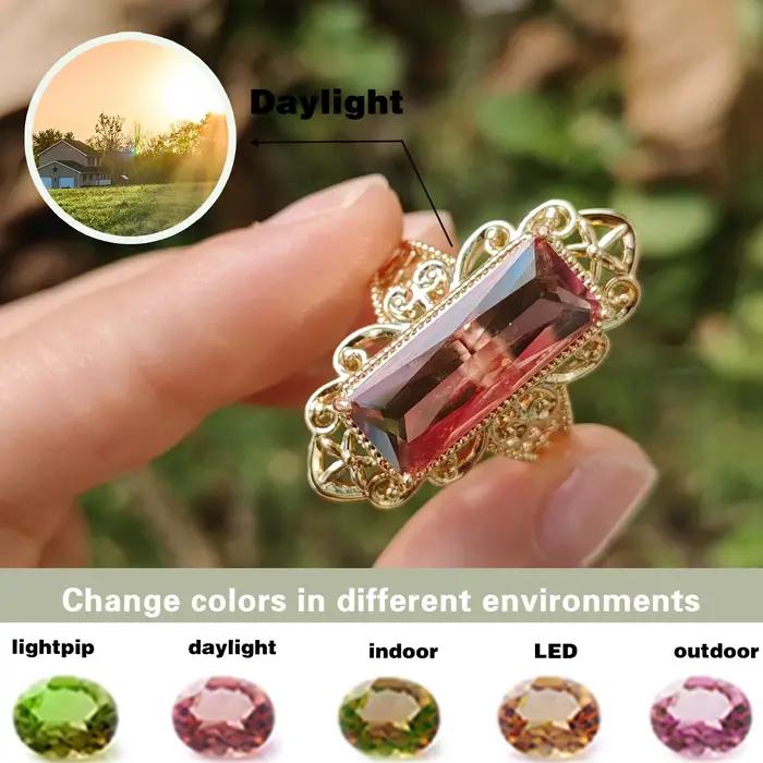Bague vintage turque en sultanite synthétique pour femme
