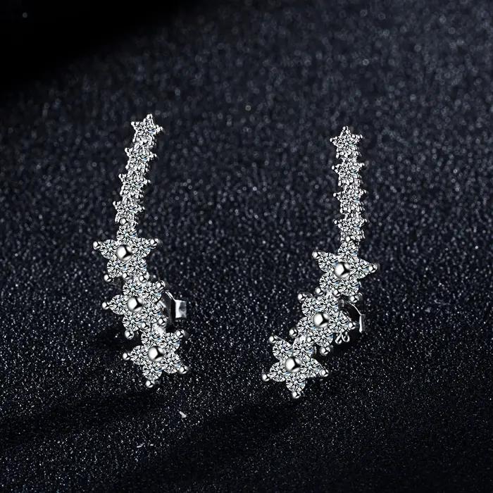 Bling Aaa-Boucles d'oreilles longues manchette d'oreille en argent regardé 925 pour femme