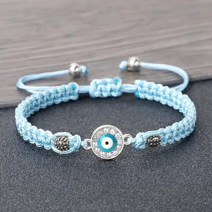 Femmes cristal bleu mauvais œil tressé Bracelet turc guérison Yoga Couple Bracelet & Bracelets chaîne Pulsera bijoux cadeau en gros