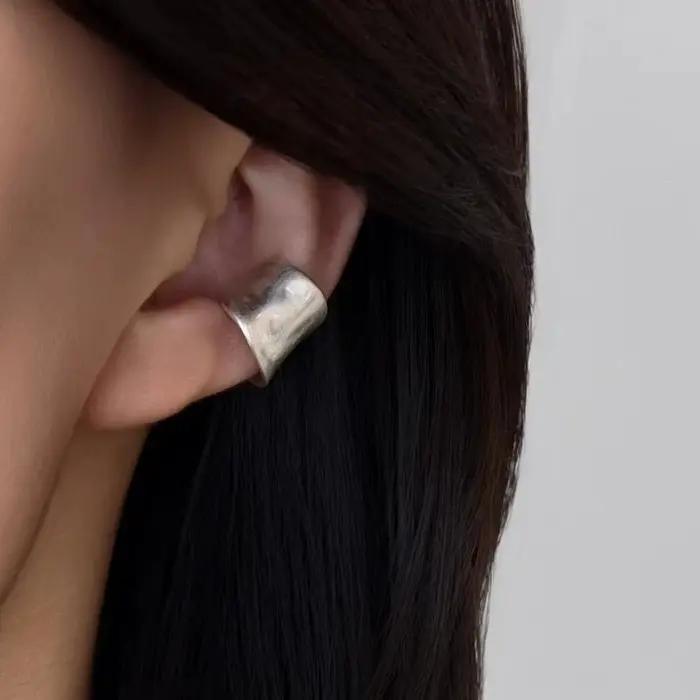 Boucles d'oreilles tendance rétro pour femme, sans perçage, en forme de C large, style manchette, ca