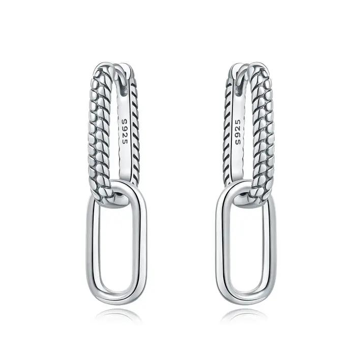 CYCUFF boucles d'oreilles pour 925 en argent Sterling mode rectangulaire Double anneau motif serpent