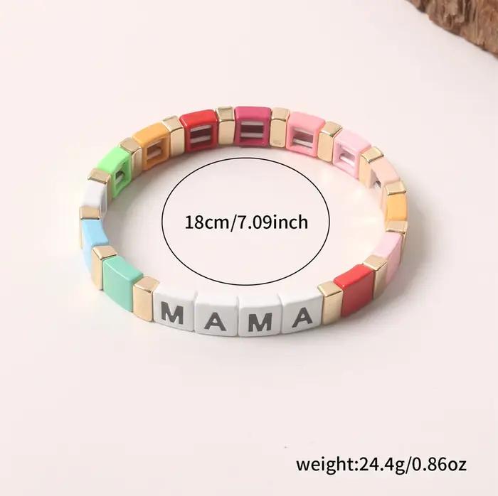 MAMA Bracelet cadeaux de fête des mères bijoux émail carrelage