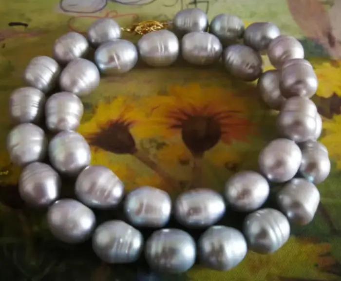 Nouveau collier de bijoux vente chaude 11-13mm collier de perles grises naturelles de Tahiti 18 "