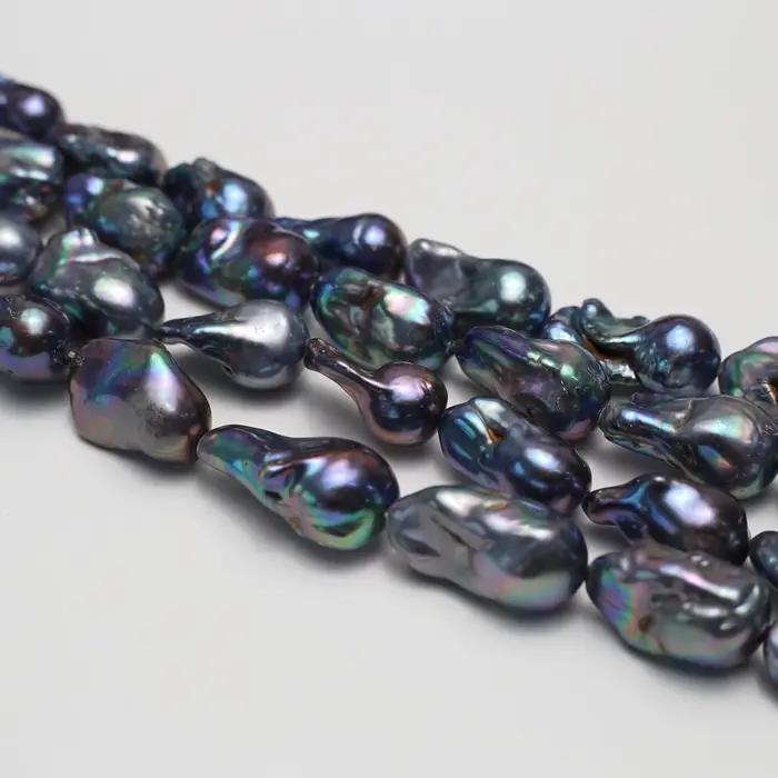 Perle d'eau douce naturelle bleu-violet 12*15mmAAAAA
