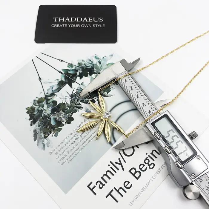 Grand collier de feuilles en argent regardé 925 pour femme