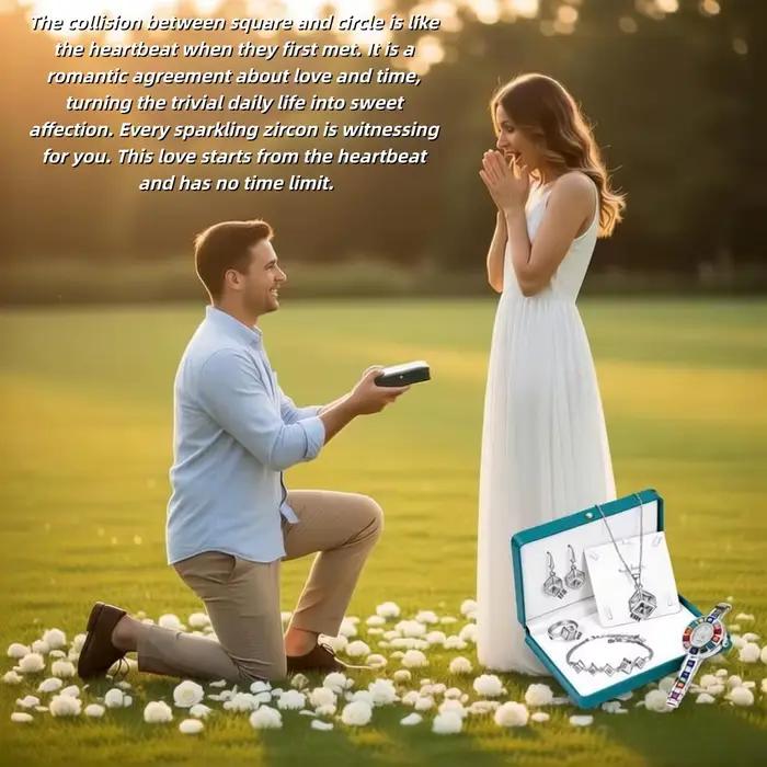 Ensemble de bijoux de luxe en argent sterling 925 avec collier, boucles d'oreilles et montre en cristal de zircon géométrique pour femmes et hommes, idéal pour les fiançailles, les fêtes et comme cade