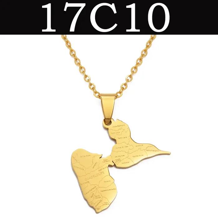 Anniyo Guadeloupe carte nom de ville pendentifs colliers pour femmes bijoux France Guadeloupe cartes