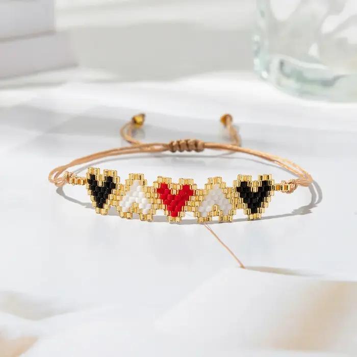 Bohême Meizi bracelet réglable coeur Original tissé à la main motif Simple exquis femme oeil de démo