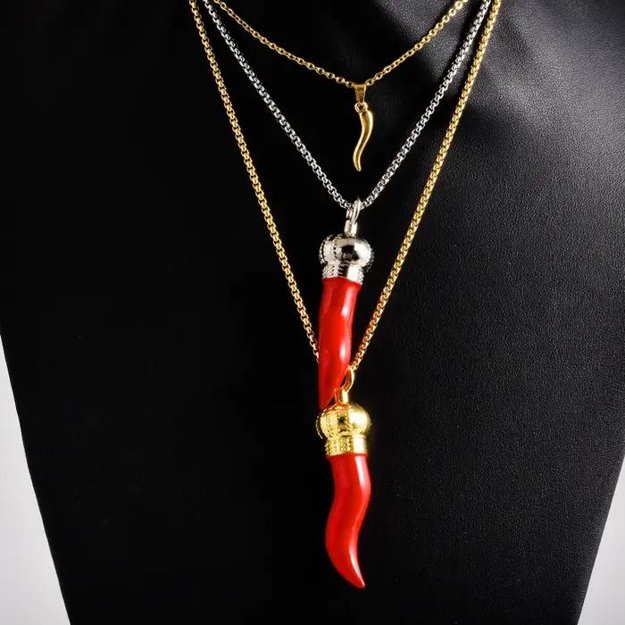 Pendentif en forme de poivron rouge pour hommes style hip-hop rock occasion mariage bijou audacieux et protecteur