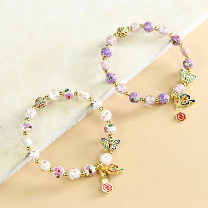Bracelet Cloisonné Léger de Luxe pour Femmes Émail Cloisonné Style Religieux Occasions Spéciales