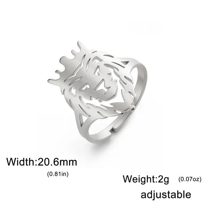 Skyrim Bague en acier inoxydable avec tête d'animal pour hommes et garçons, bague réglable, roi de d