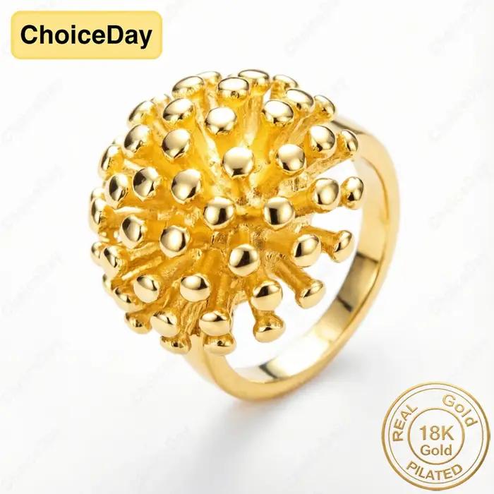 Bagues en forme d'oursin de mer plaquées or 18 carats pour femmes occasions spéciales et alliances de mariage élégantes à offrir pour fêtes et fiançailles