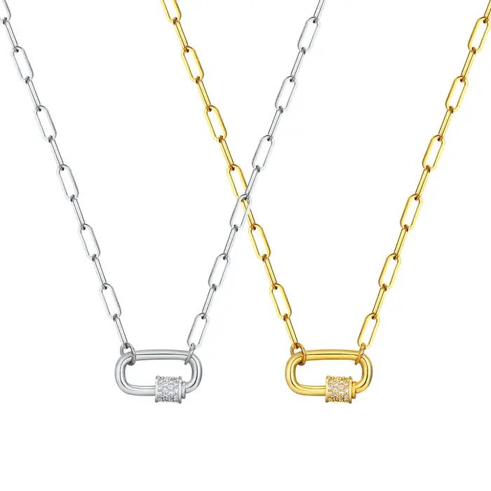 Collier pendentif trombone plaqué or JO18 carats pour femme