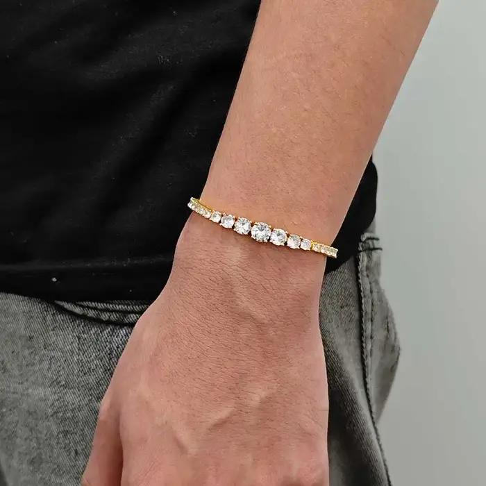 ESKEEM nouveau Style glacé bijoux Bling diamant chaîne de Tennis or argent rond cubique zircone