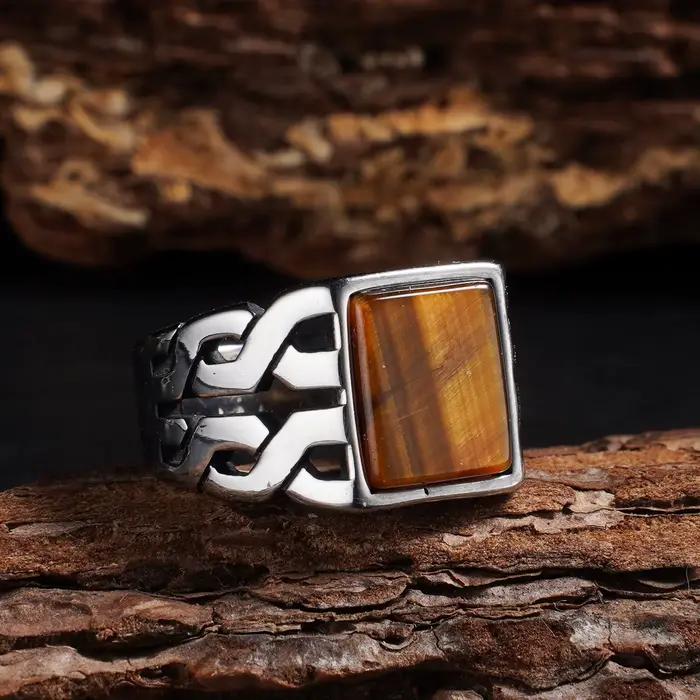 Bague Vintage en acier inoxydable 316L pour hommes