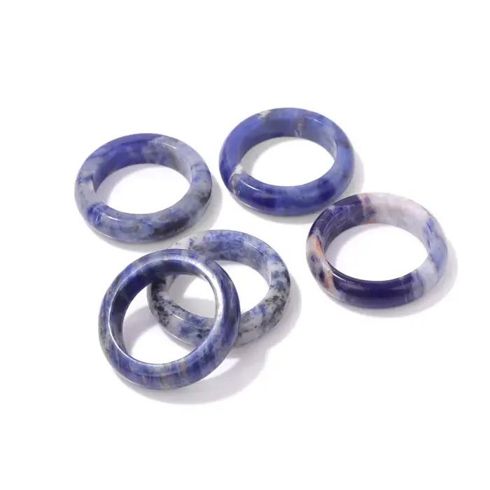 Bague en pierre de cercle rond avec pierres semi-précieuses et réglage de la lunette pour femmes et hommes, design classique, tracker de fitness, idéale pour les occasions spéciales