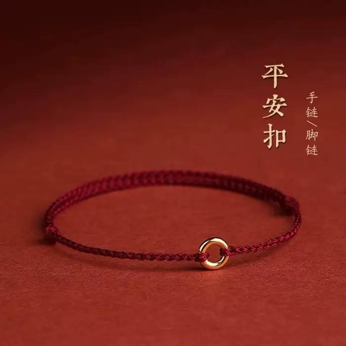 Bracelet en corde rouge chic et géométrique couleur or pour femme, bijoux de mode, accessoires minim