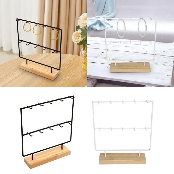 Présentoir à bijoux avec 10 crochets en métal et bois pour rangement et organisation de bijoux et accessoires femme occassions spéciales