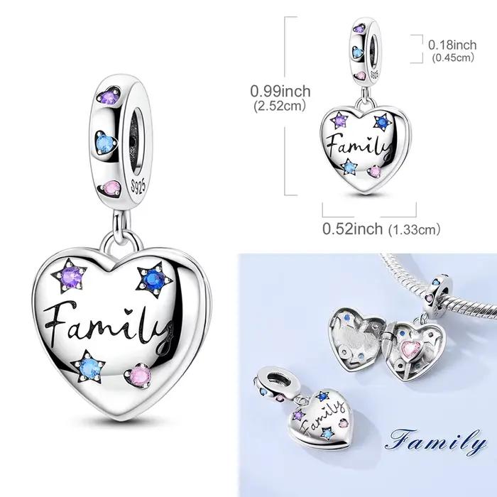 Breloques famille heureuse en argent Sterling 925