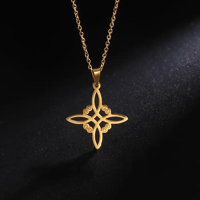 Skyrim Wicca sorcellerie noeud de sorcière collier en acier inoxydable colliers ras du cou Vintage amulette surnaturelle bijoux cadeau pour les femmes