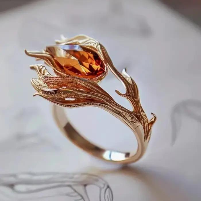 Bagues en cristal Orange pour femmes