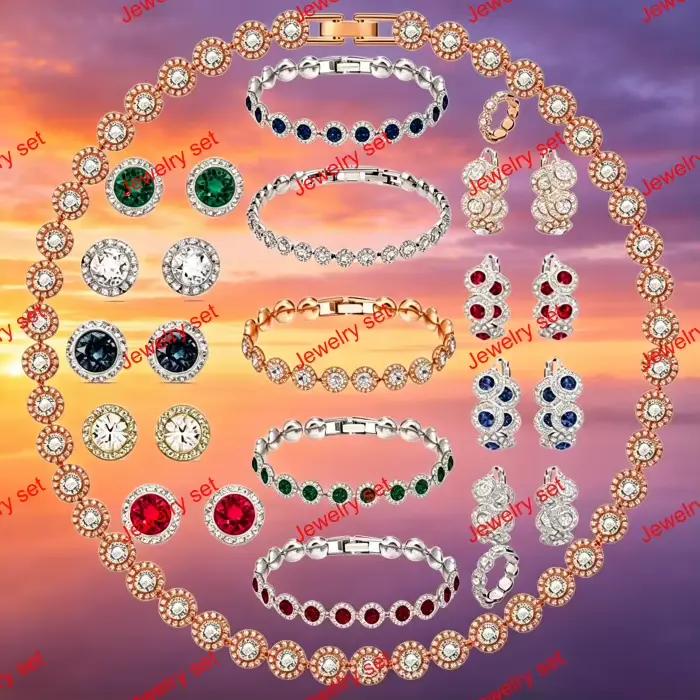 Ensemble de bijoux de luxe léger 2026 comprenant un collier, un bracelet et des boucles d'oreilles, avec une variété de styles assortis