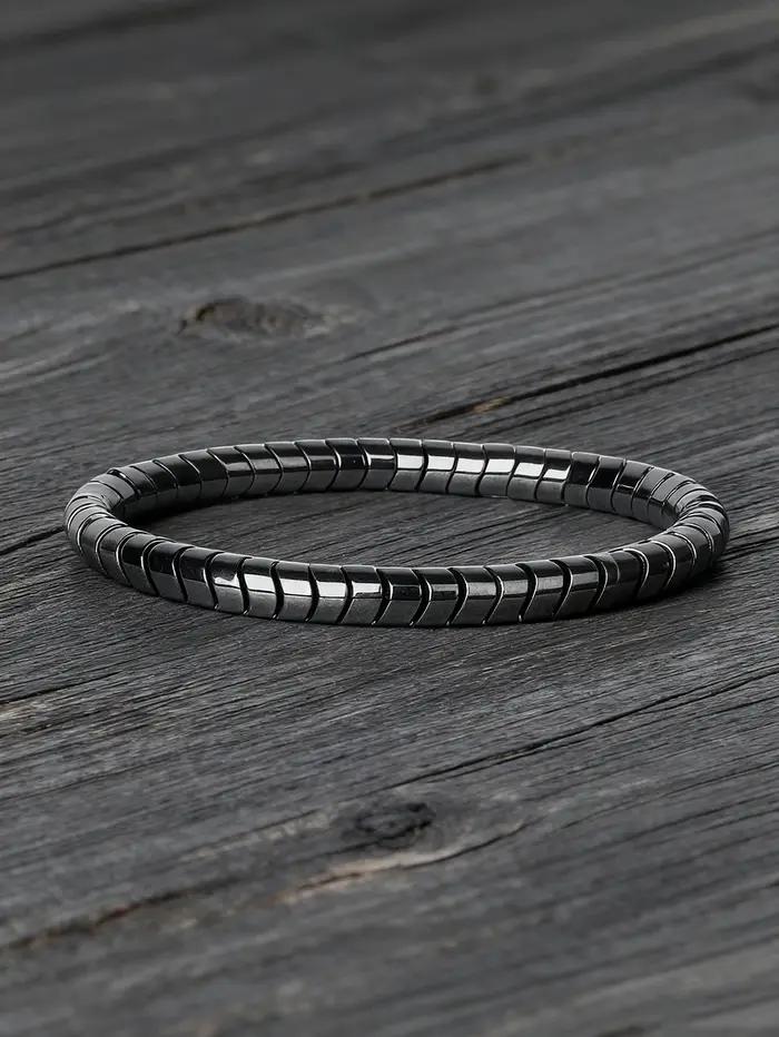 Bracelet en hématite, perles torsadées