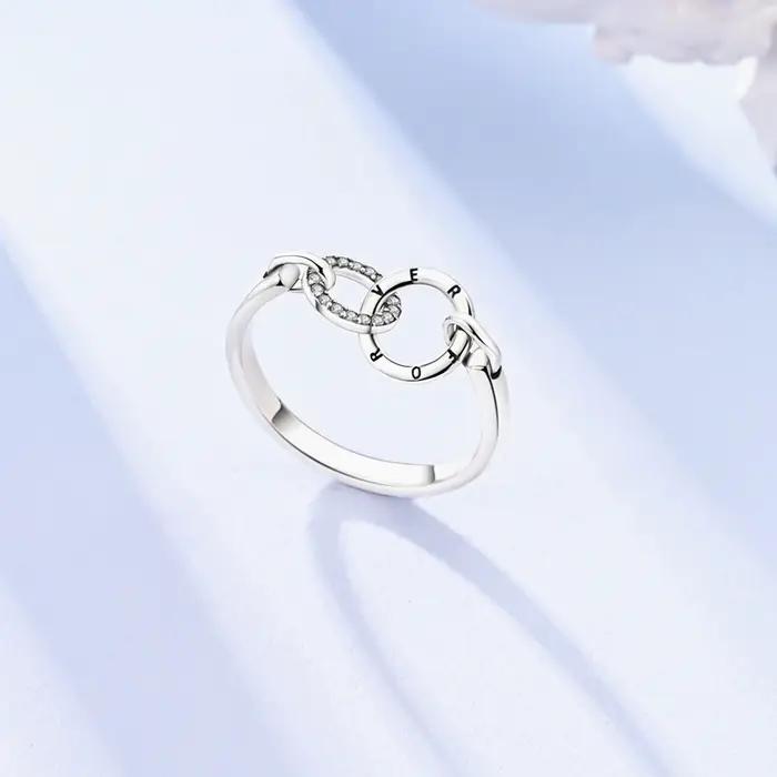 Bague circulaire mobile scintillante en argent Sterling 925