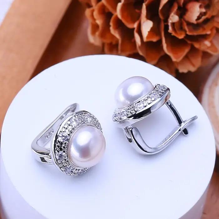 Boucles d'oreilles en perles d'eau douce naturelles pour femmes