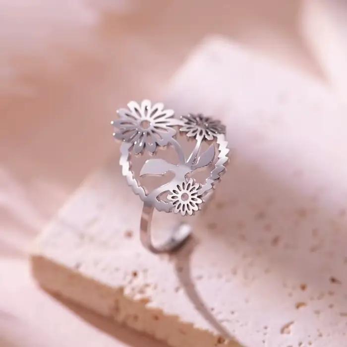 Skyrim Destroy AndrFlower-Bagues ouvertes réglables pour femmes