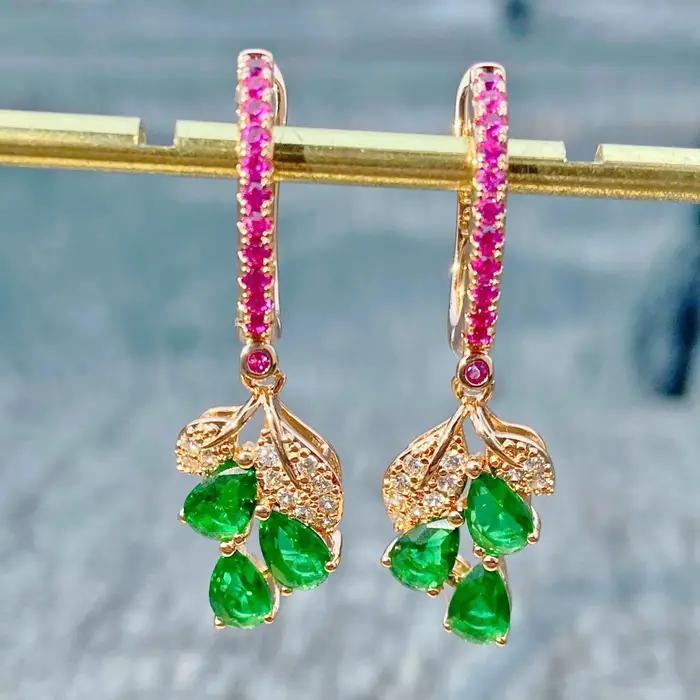 Boucles d'oreilles en pierre de Zircon vert pour femmes