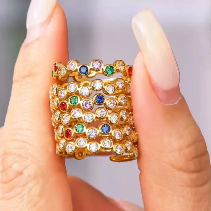 Bagues Boho en acier inoxydable plaqué or 18 carats