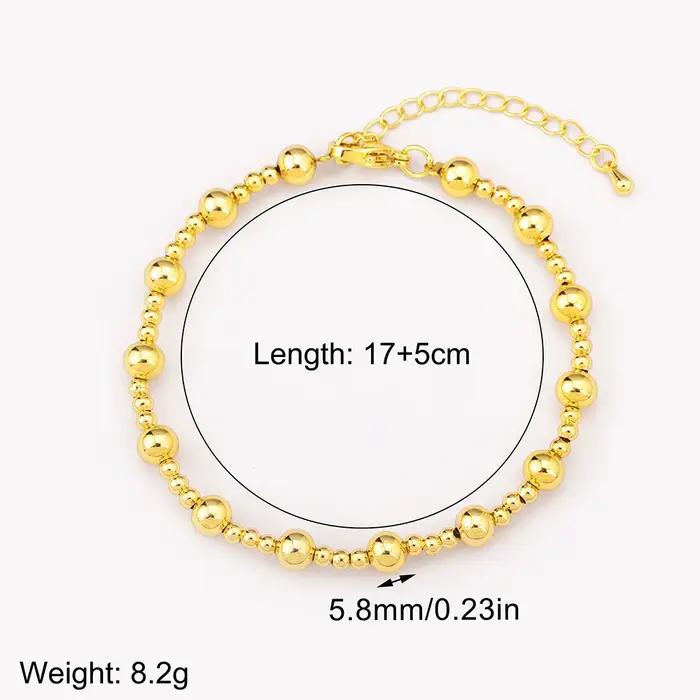 Nidin-Bracelets à main en cuivre avec perles rondes pour femme