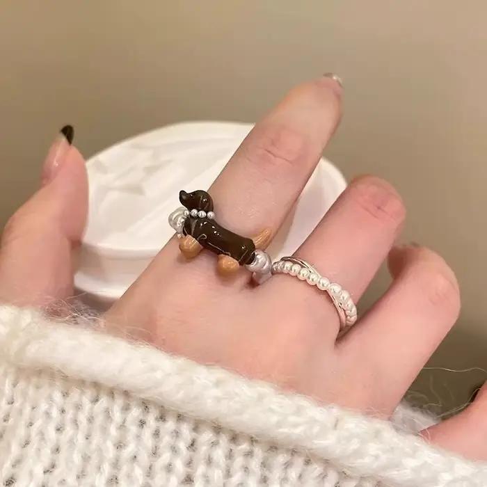 Bagues en perles de chiot délicates pour femmes et filles