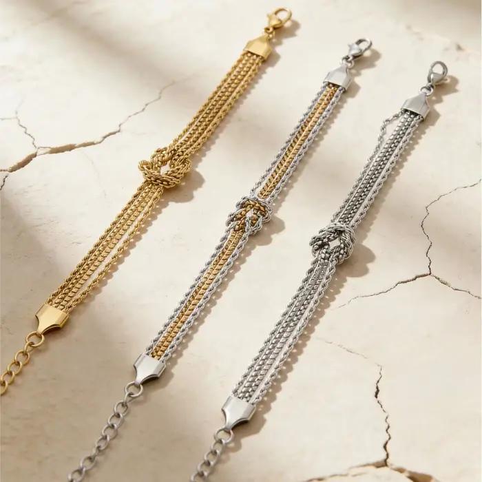 Bracelet à nœud d'amour en acier inoxydable pour femmes