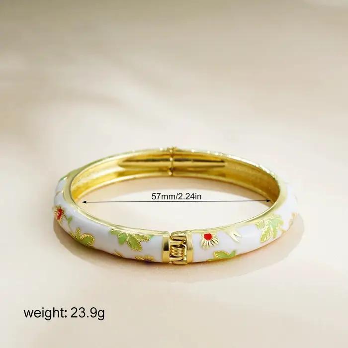 Bracelet en émail Vintage pour femmes, avec petite fleur, Design, Style ethnique, cloisonné, ouvert,