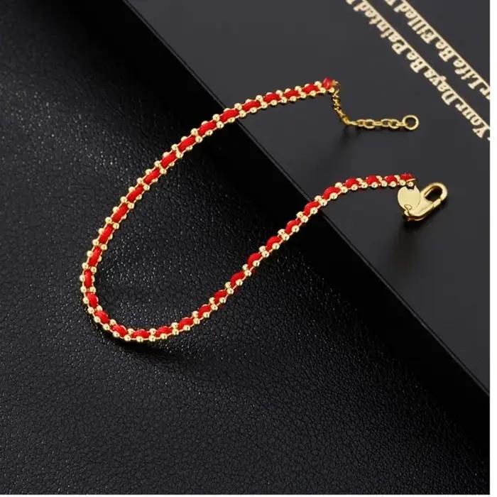 Bracelet plaqué or 18 carats vintage pour femmes avec corde tissée et chaîne de maillons pour occasions spéciales