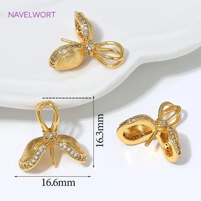 Pendentifs en laiton plaqué or 18 carats en forme de pétale avec accessoires de fixation pour perles