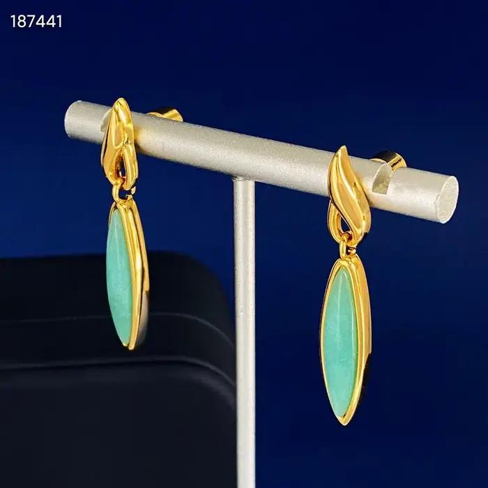 Top qualité 925 argent naturel blanc coquille/Agata noire/Malachite/Turquoise oreille goutte balancent longues boucles d'oreilles Art déco bijoux